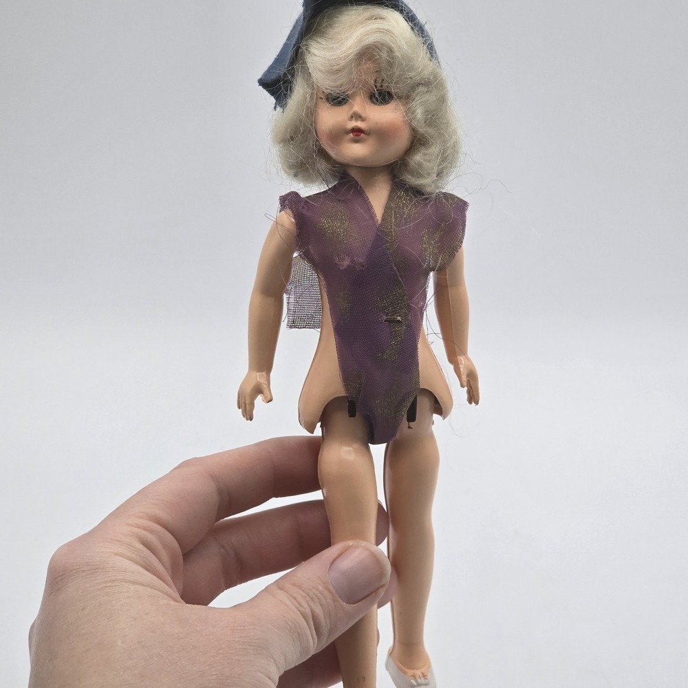 Vintage 8" Walker Doll Hard Plastic Sleep Eyes Head Turns - Picture 15 of 16